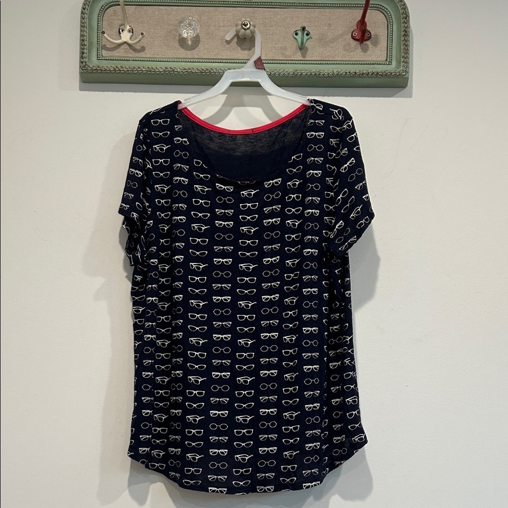 Anthropologie W5 Navy Blue Eyewear sunglass Print Women's Tee